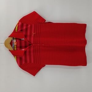 Puma red athletic shorts sleeve collared pull on shirt size large
